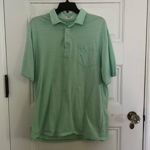 Men’s Johnnie O Green Striped Polo Size L